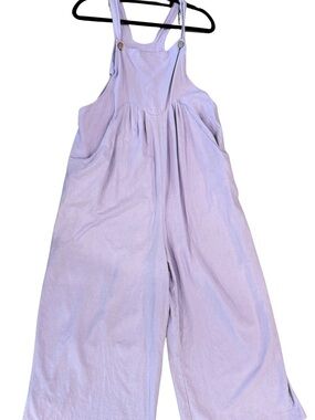 BiBi Lavender Wide-Leg Linen-Cotton Romper Jumpsuit